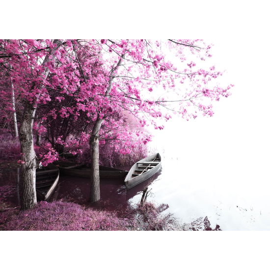 Papier peint panoramique - Bateau Fleurs roses