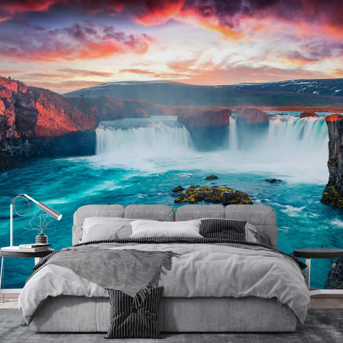 Papier peint panoramique - Cascades Couché de Soleil