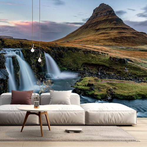 Papier peint panoramique - Cascades Kirkjufell Island