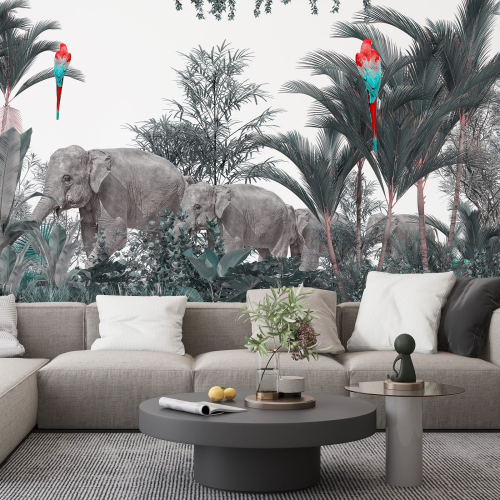 Papier peint panoramique - Éléphants