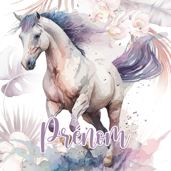 Papier peint panoramique enfant avec prénom personnalisable - Cheval
