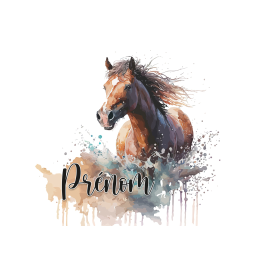 Papier peint panoramique enfant avec prénom personnalisable - Cheval