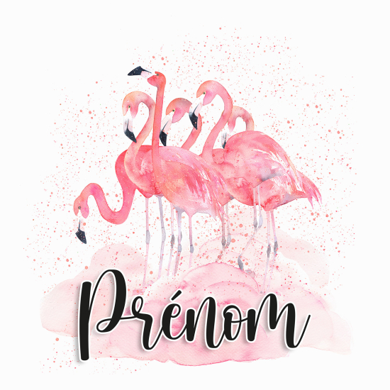 Papier peint panoramique enfant avec prénom personnalisable - Flamants Roses