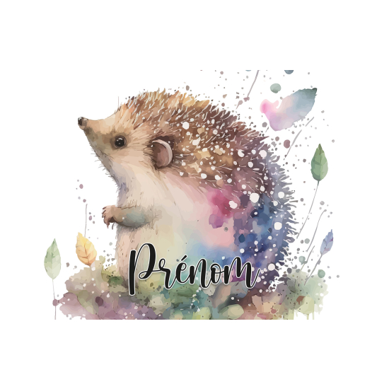 Papier peint panoramique enfant avec prénom personnalisable - Hérisson