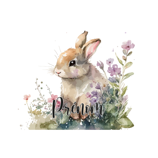 Papier peint panoramique enfant avec prénom personnalisable - Lapin