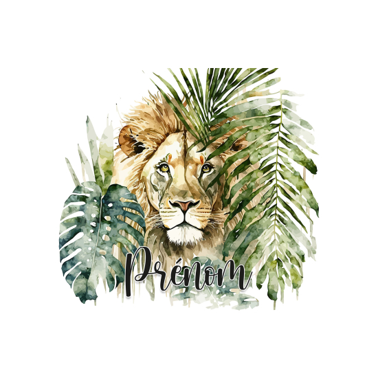 Papier peint panoramique enfant avec prénom personnalisable - Lion