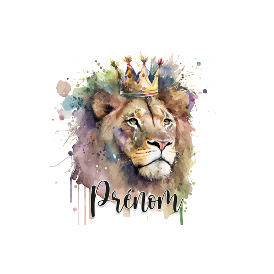 Papier peint panoramique enfant avec prénom personnalisable - Lion