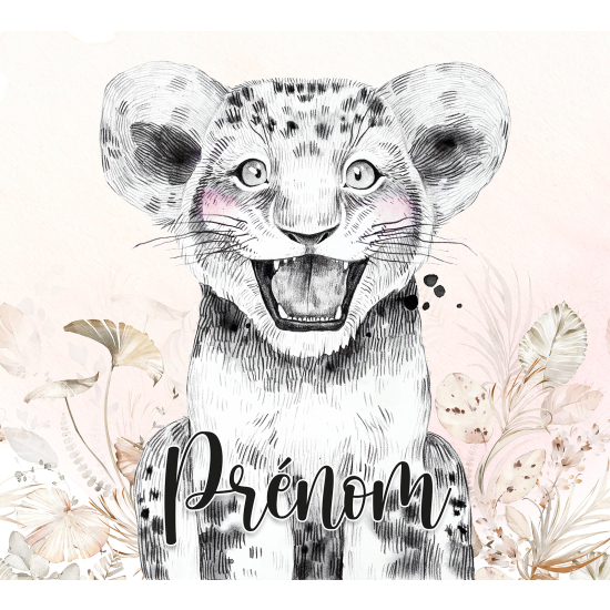 Papier peint panoramique enfant avec prénom personnalisable - Lionceau