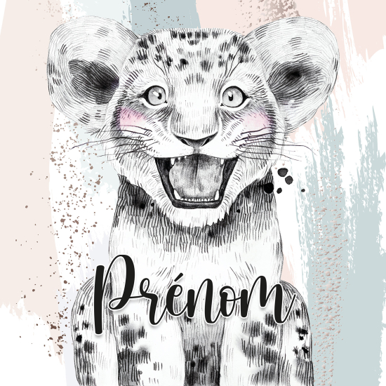 Papier peint panoramique enfant avec prénom personnalisable - Lionceau