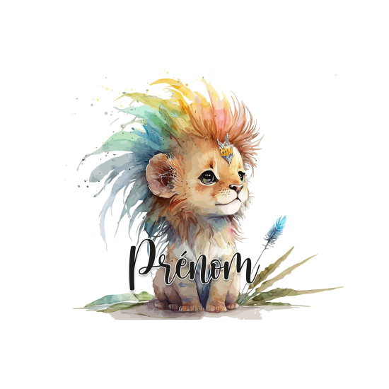 Papier peint panoramique enfant avec prénom personnalisable - Lionceau