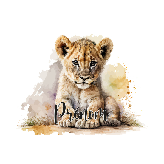 Papier peint panoramique enfant avec prénom personnalisable - Lionceau
