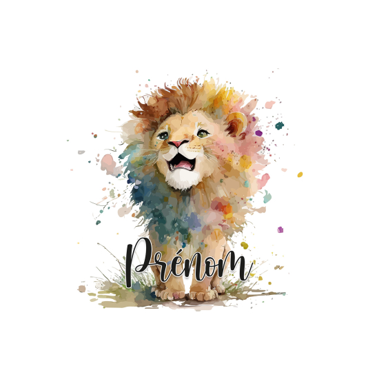 Papier peint panoramique enfant avec prénom personnalisable - Lionceau