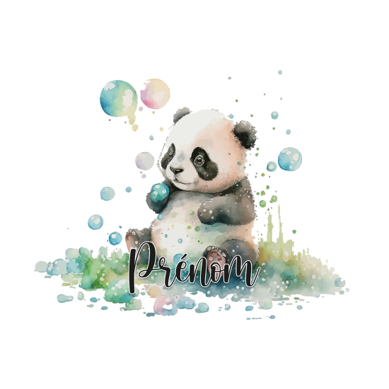 Papier peint panoramique enfant avec prénom personnalisable - Panda