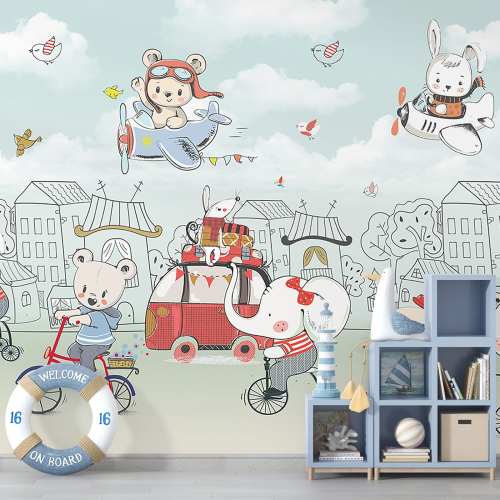 Papier peint panoramique Enfants - Animaux