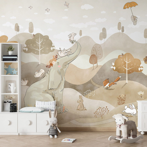 Papier peint panoramique Enfants - Animaux