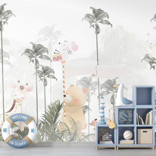 Papier peint panoramique Enfants - Animaux