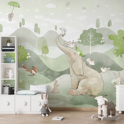 Papier peint panoramique Enfants - Animaux