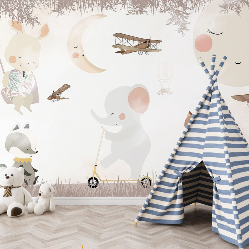 Papier peint panoramique Enfants - Animaux