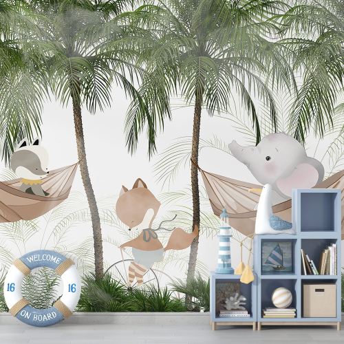Papier peint panoramique Enfants - Animaux