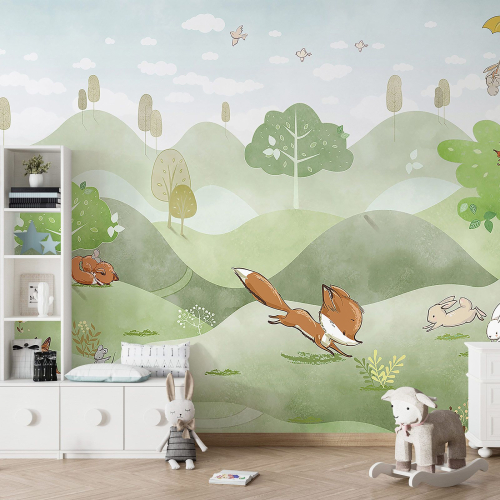 Papier peint panoramique Enfants - Animaux