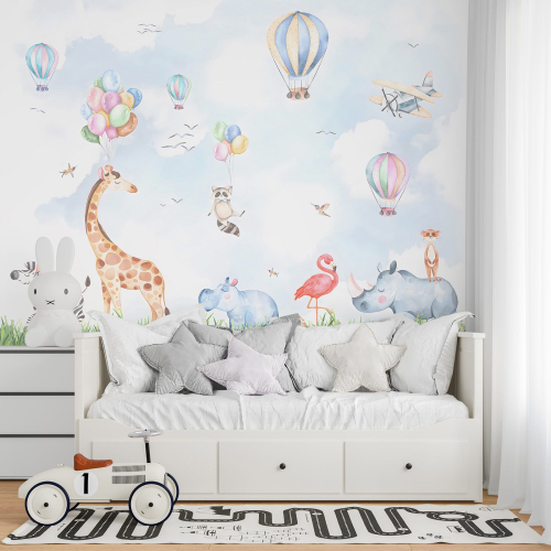 Papier peint panoramique Enfants - Animaux Ballons
