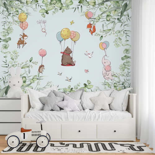 Papier peint panoramique Enfants - Animaux Ballons