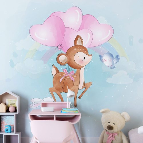 Papier peint panoramique Enfants - Animaux Cœurs