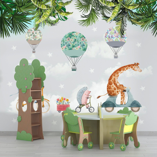 Papier peint panoramique Enfants - Animaux dans le Ciel