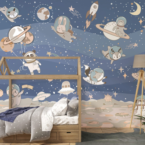 Papier peint panoramique Enfants - Animaux de l'espace
