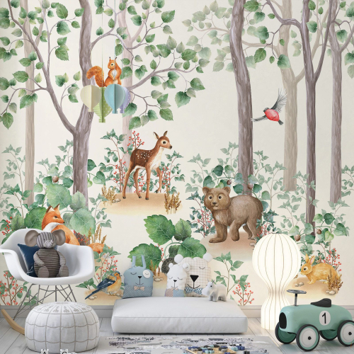 Papier peint panoramique Enfants - Animaux de la Forêt