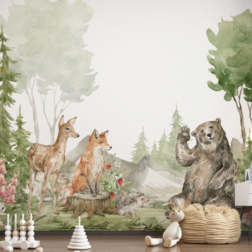 Papier peint panoramique Enfants - Animaux de la Forêt
