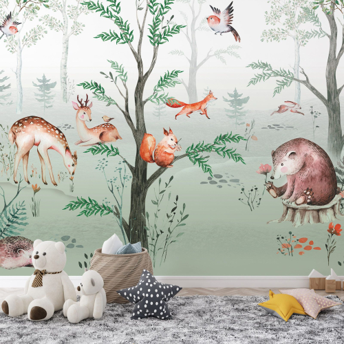 Papier peint panoramique Enfants - Animaux de la Forêt