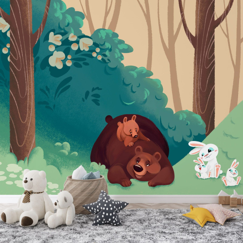 Papier peint panoramique Enfants - Animaux de la Forêt