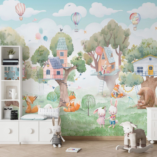 Papier peint panoramique Enfants - Animaux de la Forêt