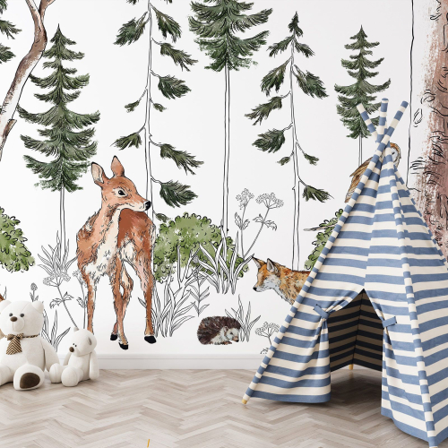 Papier peint panoramique Enfants - Animaux de la Forêt