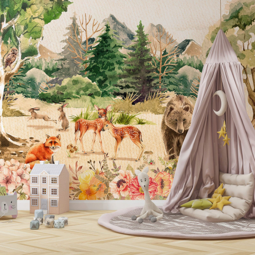 Papier peint panoramique Enfants - Animaux de la Forêt