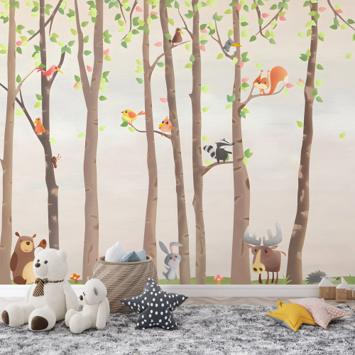Papier peint panoramique Enfants - Animaux de la Forêt