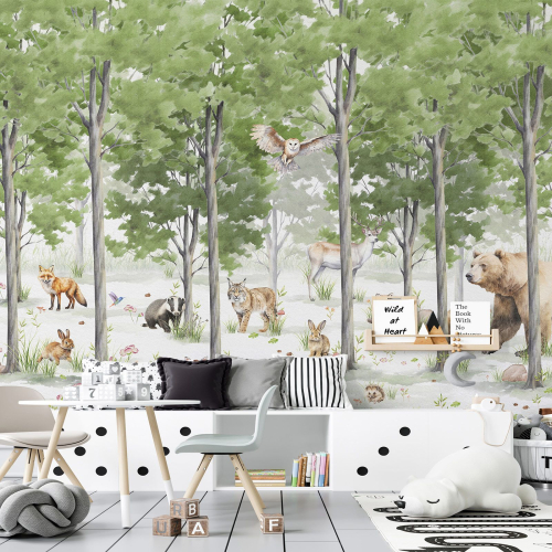 Papier peint panoramique Enfants - Animaux de la Forêt