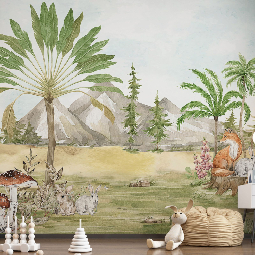 Papier peint panoramique Enfants - Animaux de la Forêt