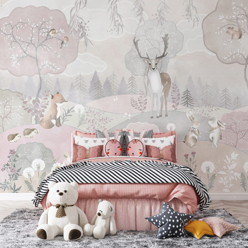 Papier peint panoramique Enfants - Animaux de la Forêt
