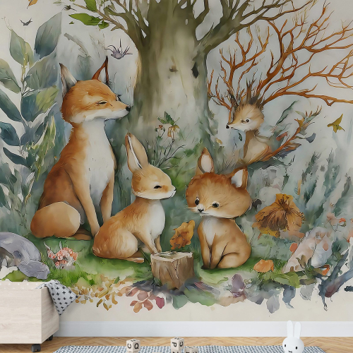Papier peint panoramique Enfants - Animaux de la Forêt