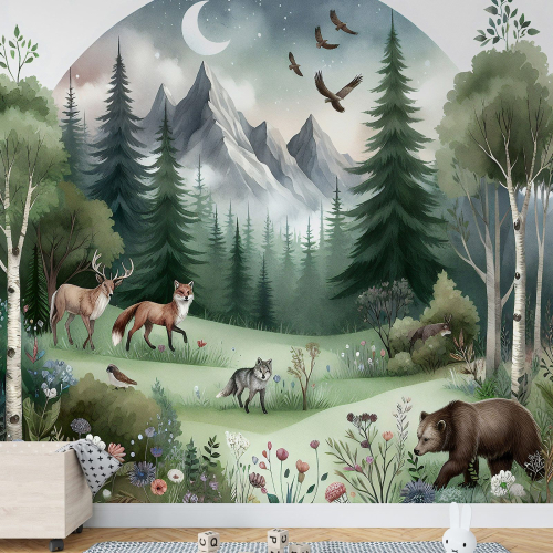 Papier peint panoramique Enfants - Animaux de la Forêt