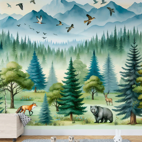 Papier peint panoramique Enfants - Animaux de la Forêt