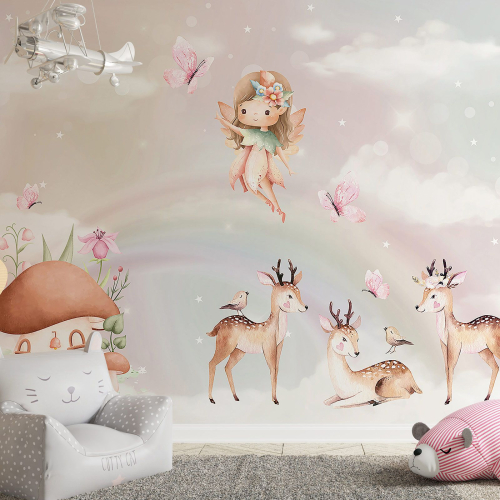 Papier peint panoramique Enfants - Animaux de la Forêt Fée