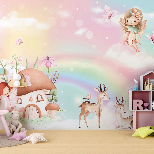 Papier peint panoramique Enfants - Animaux de la Forêt Fée