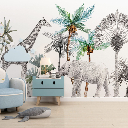 Papier peint panoramique Enfants - Animaux de la Junge