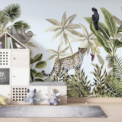 Papier peint panoramique Enfants - Animaux de la Jungle