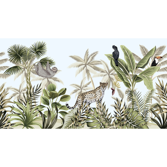 Papier peint panoramique Enfants - Animaux de la Jungle