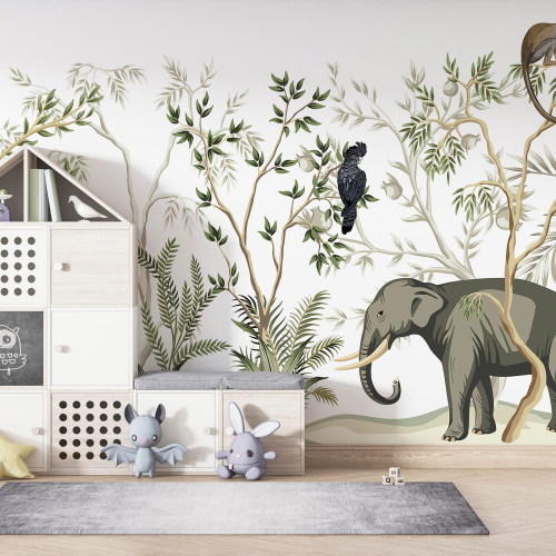 Papier peint panoramique Enfants - Animaux de la Jungle