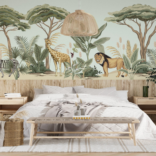Papier peint panoramique Enfants - Animaux de la Jungle